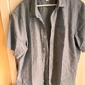 Old Navy Slate Blue Short Sleeve Button Down Shirt Men’s Casual Lightweight- XXL